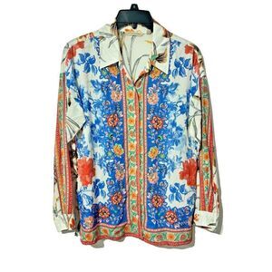 Soft Surroundings Samara‎ Floral Soft Button Up Shirt Modal XSMALL